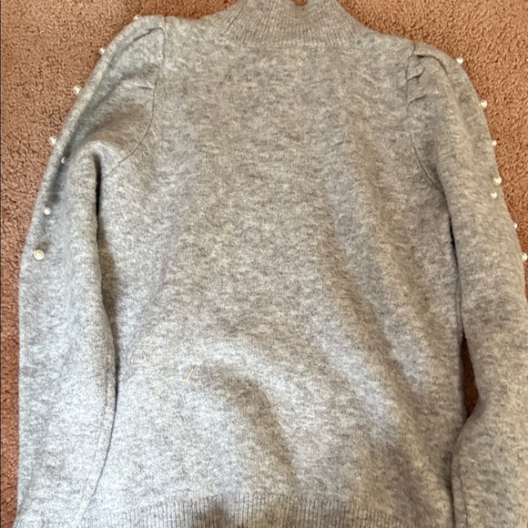 Ann Taylor Light Gray Sweater with Pearl Details - Picture 3 of 3